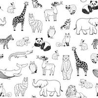 een zwart en wit naadloos vector patroon met dieren