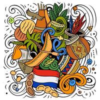 Paraguay hand- getrokken tekenfilm doodles illustratie. vector