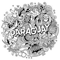 Paraguay hand- getrokken tekenfilm tekening illustratie. vector