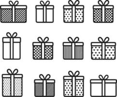 Kerstmis geschenk doos lijn icoon. vakantie accessoires set. gelukkig nieuw jaar vector illustratie.