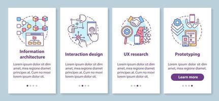 softwareontwikkeling onboarding mobiele app-paginascherm met lineaire concepten vector