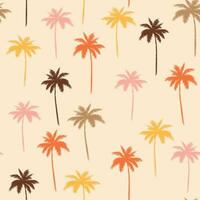 wijnoogst tropisch naadloos patroon met kleurrijk hand- getrokken palm boom vector