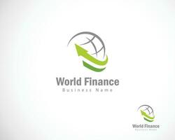 wereld financiën logo creatief pijl investeren bedrijf wereldbol ontwerp concept vector
