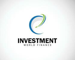 wereld investeren logo creatief ontwerp concept pijl wereldbol financiën vector