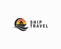 schip logo creatief vervoer reizen tekening kunst illustratie ontwerp vector