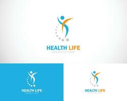 Gezondheid leven logo creatief ontwerp concept abstract mensen wervelkolom yoga ontwerp vector