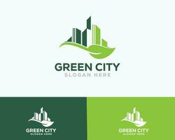 groen stad logo natuur vertrekken illustratie ontwerp vector