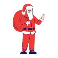 man met kerstman kostuum platte vector illustraties set