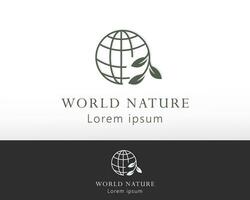 wereld natuur logo wereldbol creatief logo gemakkelijk creatief wereld vertrekken creatief logo vector