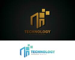 zeshoek tech logo ontwerp voorraad vector. kubus tech logo technologie digitale ontwerpsjabloon. vak tech logo ontwerp icoon vector
