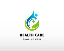 Gezondheid zorg logo vertrekken natuurlijk logo water laten vallen vector