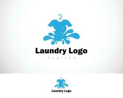 wasserij logo creatief water laten vallen kleren schoon bedrijf vector