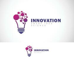 innovatie logo creatief slim lamp aansluiten technologie molecuul ontwerp concept modern vector