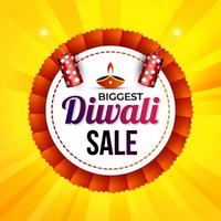 grootste diwali verkoop creatieve vectorillustratie. diwali festival verkoop banner achtergrondontwerp met gele achtergrond vector