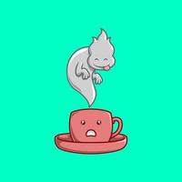 koffie spook cartoon afbeelding. perfect voor coffeeshop-logo vector