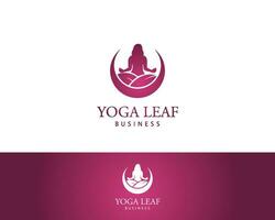 yoga blad logo creatief cirkel ontwerp sjabloon vector