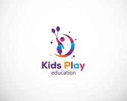 kinderen Speel logo creatief onderwijs kleur vector