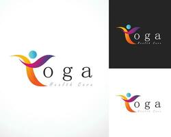 yoga logo creatief mensen abstract kleur helling teken symbool sport centrum Gezondheid zorg vector