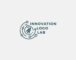 innovatie logo laboratorium creatief ontwerp raket wetenschap ontwerp sjabloon vector