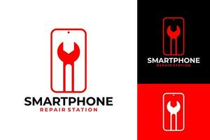 smartphone reparatie mobiel telefoon logo ontwerp vector