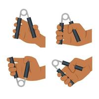 Mens aan het doen hand- grip oefening set. vector