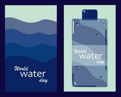 reeks van banners voor wereld water dag Aan maart 22. opslaan water - ecologie, zorgzaam voor de planeet, besparing water bronnen, de water fiets in natuur. vector