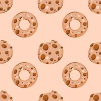 abstract patroon met donuts en koekjes met chocola Aan een beige achtergrond. een knus Hugo-stijl patroon vector