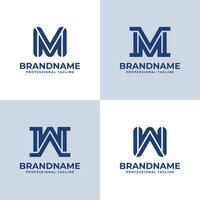 modern brief vm, of aw monogram logo set, geschikt voor bedrijf met vm, mv, ach, of wa initialen vector