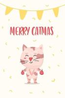 leuke kerstposter met katje en zin merry catmas vector