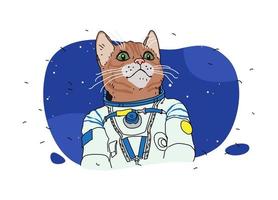 illustraties van een kattenastronaut. vector. poesje in de ruimte. tekenfilm dier. vector