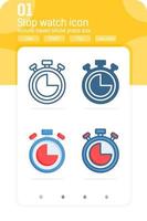 timer, stopwatch premium pictogram geïsoleerd op een witte achtergrond met meerdere stijl. vector illustratie symbool pictogram ontwerp voor web, logo, app, ui, ux. inclusief 64x64 pixel perfect. bewerkbare grootte. eps-bestand