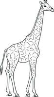 giraffe kleur boek voor volwassenen vector illustratie. anti stress kleur voor volwassen. zentangle stijl. zwart en wit lijnen. kant patroon. ai gegenereerd illustratie.