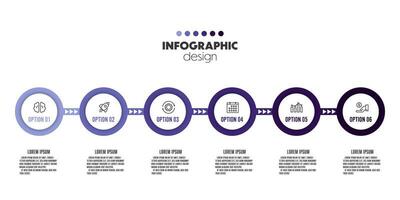 vector cirkel tijdlijn voor infografieken, sjabloon voor diagrammen, grafieken, presentaties en bedrijf concept grafieken met 6 opties.
