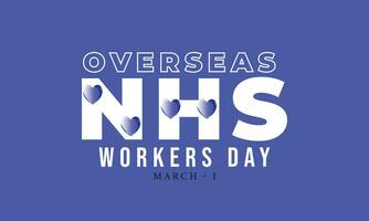 overzee nhs arbeiders dag. achtergrond, banier, kaart, poster, sjabloon. vector illustratie.