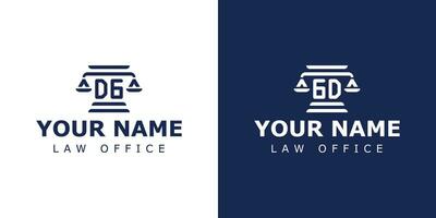 brief dg en gd wettelijk logo, geschikt voor advocaat, legaal, of gerechtigheid met dg of gd initialen vector