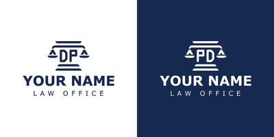 brief dp en pd wettelijk logo, geschikt voor advocaat, legaal, of gerechtigheid met dp of pd initialen vector