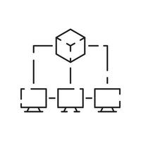 blockchain en bitcoin technologie lijn icoon set. vector cryptogeld pictogrammen element. met blockchain, verdeling, en gedecentraliseerd financiën.