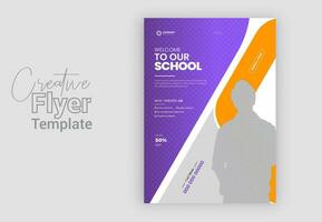 school- toelating folder sjabloon ontwerp en college banier of kinderen school- onderwijs studie poster vector