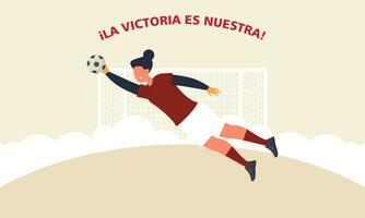 Spaans Amerikaans voetbal spelers vieren hun zege Bij de wereld kop illustratie vector
