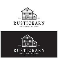 wijnoogst biologisch boerderij of schuur, magazijn, rustiek schuur en dier boerderij logo ontwerp. vector