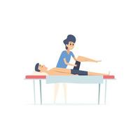 spa ontspannen fysiotherapie procedure remediërende massage letsel sport stretching arts cartoon illustraties