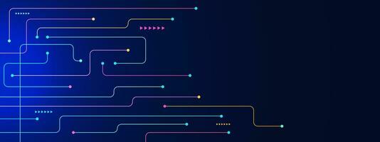 abstract multi gekleurde lijnen en points Aan een donker blauw voor digitaal technologie, netwerk verbinding en modern tech concept achtergrond. vector illustratie.