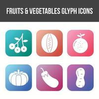 unieke fruit en groente vector icon set