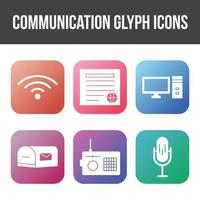 unieke communicatie glyph vector icon set