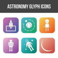 unieke astronomie glyph vector icon set