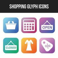 unieke pictogrammenset van glyph-pictogrammen voor winkelen vector