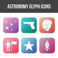 unieke astronomie glyp vector icon set