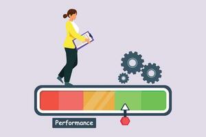 bedrijf prestatie analyse, benchmark statistieken audit concept. gekleurde vlak vector illustratie.