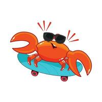 krab in skateboard illustratie vector