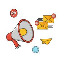 e-mail marketing, internet met megafoon illustratie vector